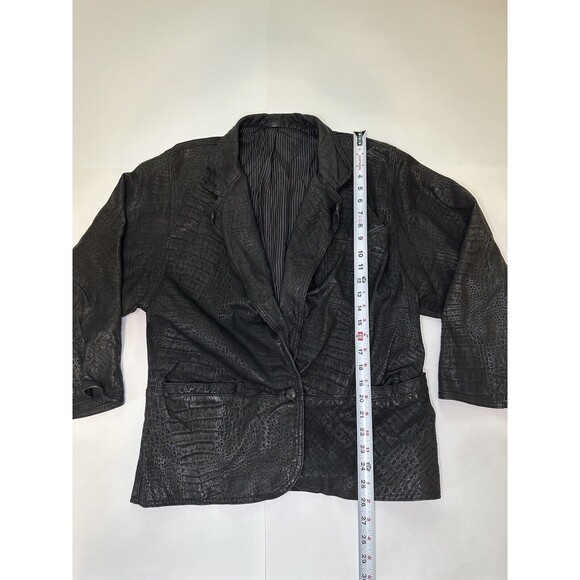 Vera Pelle Leather Jacket Women’s Black Zip Up Made In Italy Size 44 - Picture 10 of 12